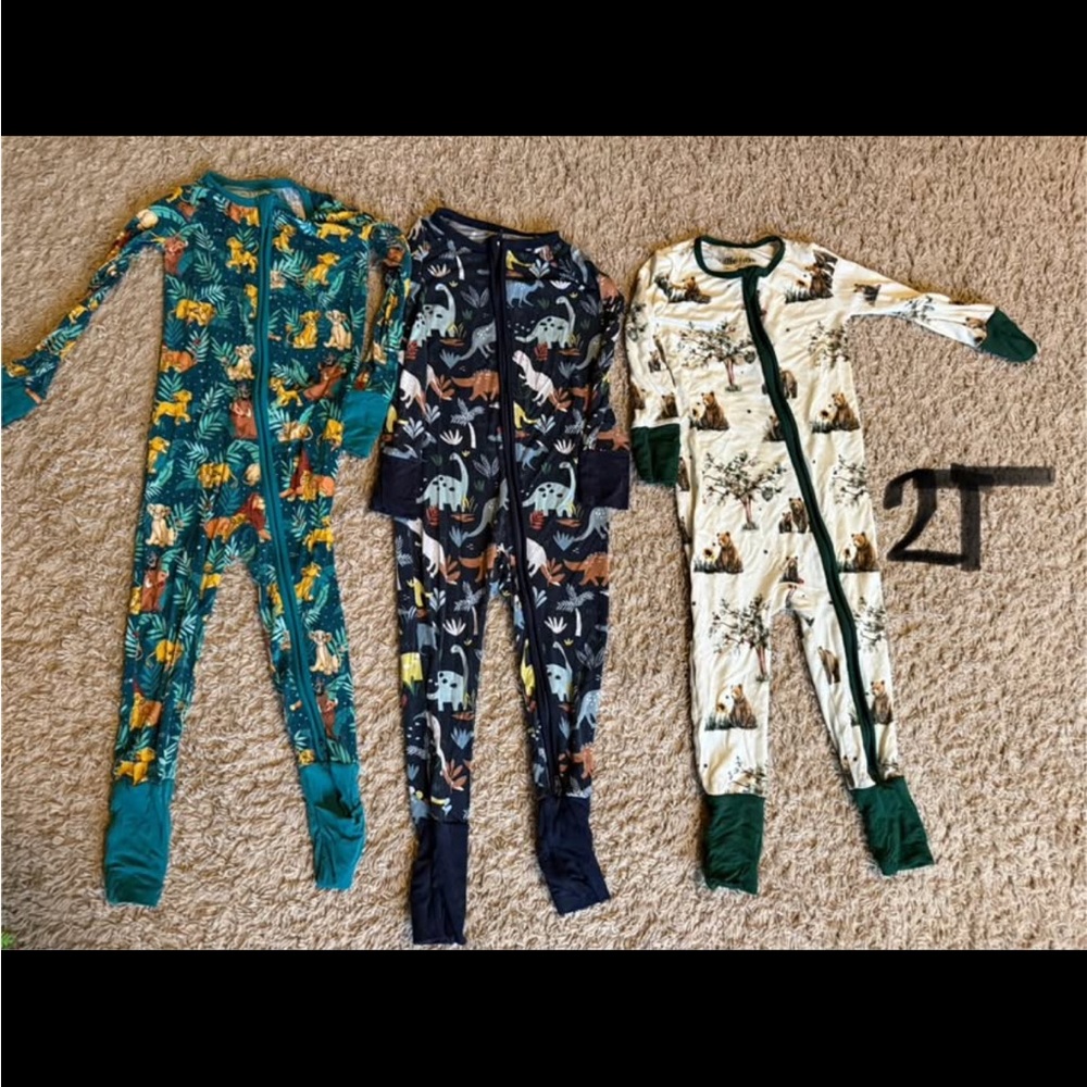 Little Sleepies Kids Pajama Set - Teal, Navy, and Cream